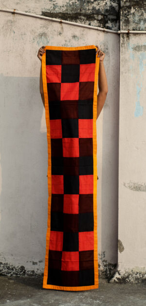 Patchwork and embroidery on upcycled fabric