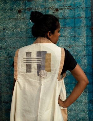 Slow stitch panel on khadi cotton