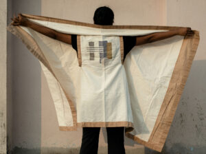 Slow stitch panel on khadi cotton