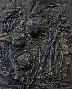 Upcycled fabric and embroidery